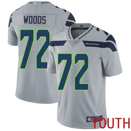 Seattle Seahawks Limited Grey Youth Al Woods Alternate Jersey NFL Football #72 Vapor Untouchable